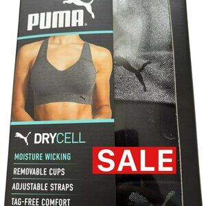Puma Ladies’ Seamless Sports Bra, 2 Pack, Convertible , Black /Gray, S,M,L,XL